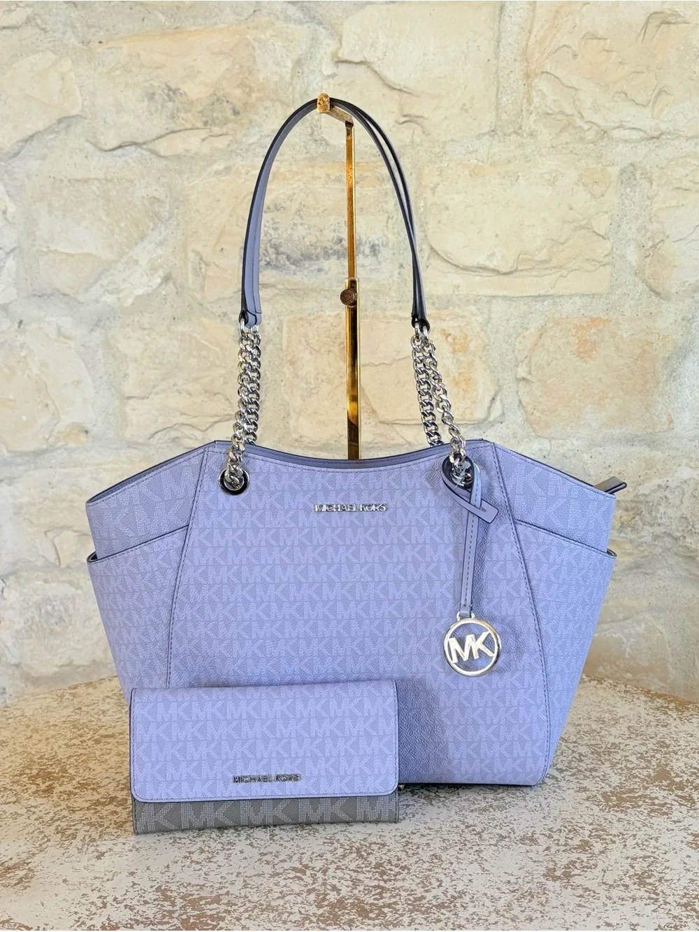 Michael Kors Lavender MK Logo Tote with Matching Wallet